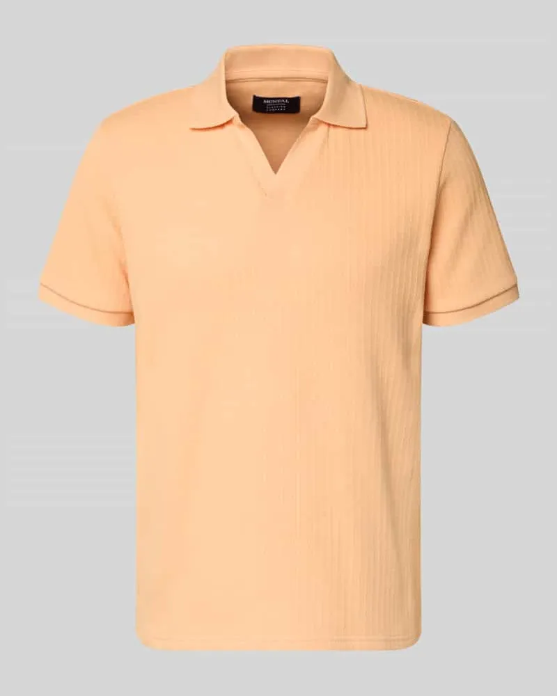 McNeal Regular Fit Strick-Poloshirt mit V-Ausschnitt Lachs