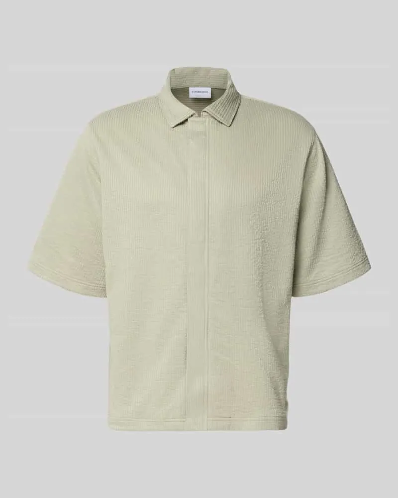 Lindbergh Regular Fit Freizeithemd mit verdecktem Reißverschluss Oliv