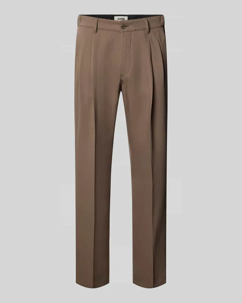 Drykorn Straight Fit Stoffhose aus Lyocell-Mix Modell 'Leek Taupe