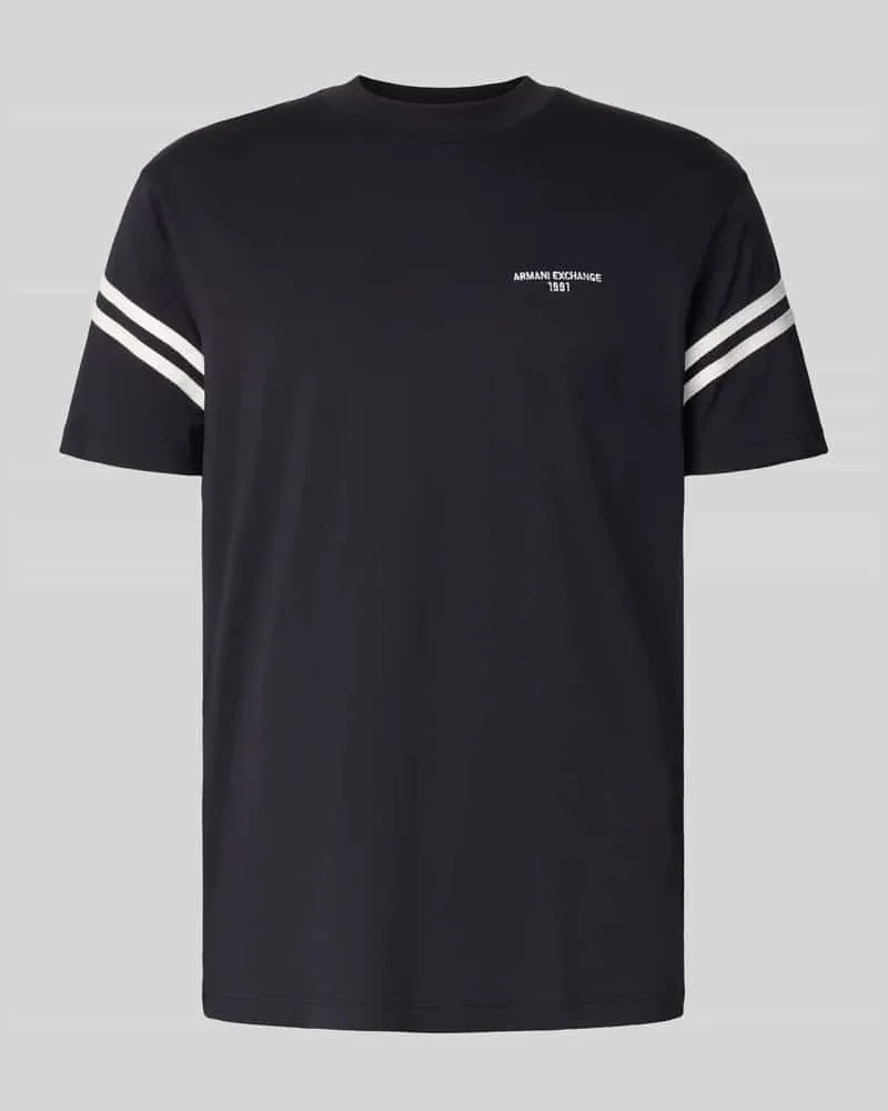 Armani Exchange T-Shirt mit Label-Stitching und Rundhalsausschnitt Marine