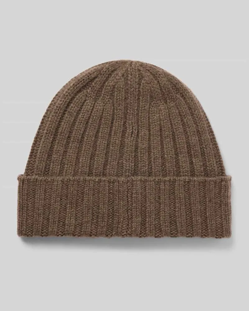 Christian Berg Beanie in Strick-Optik Dunkelbraun