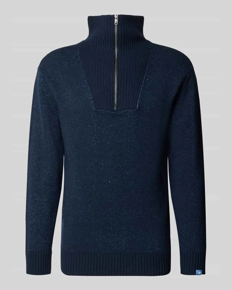 Scotch&Soda Regular Fit Strickpullover mit Troyer-Kragen Marine