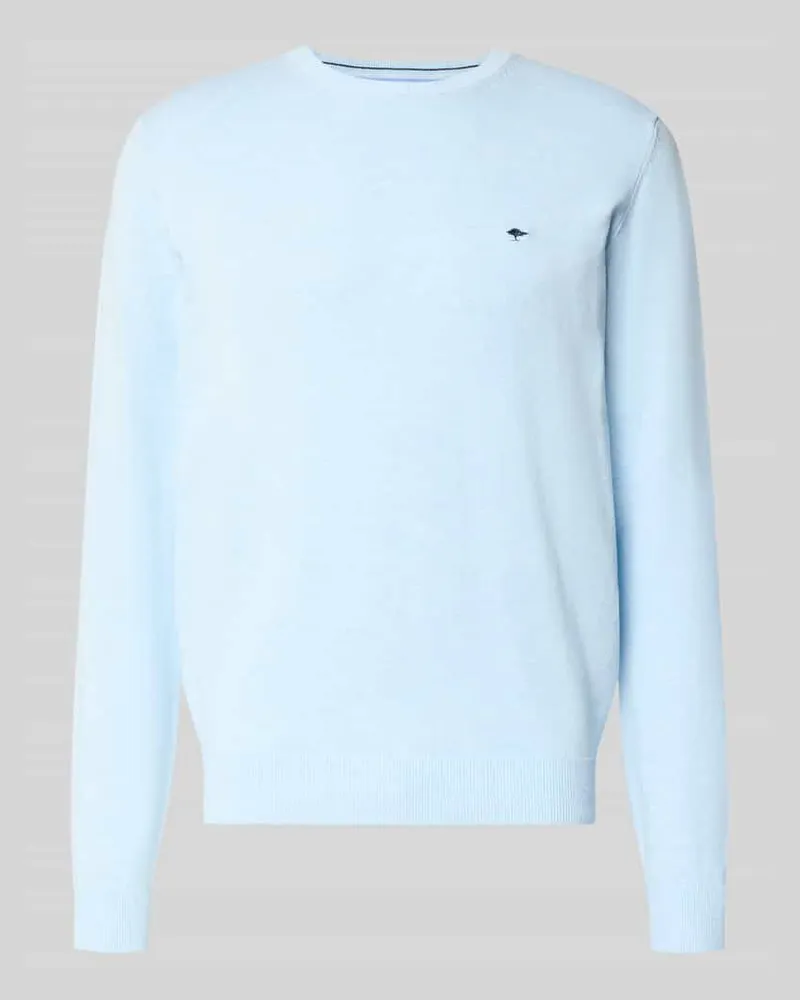 Fynch-Hatton Strickpullover mit gerippten Abschlüssen Hellblau