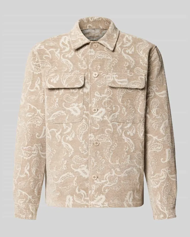 Jack & Jones Regular Fit Hemdjacke mit Brusttaschen Modell 'CHAMBERI Beige
