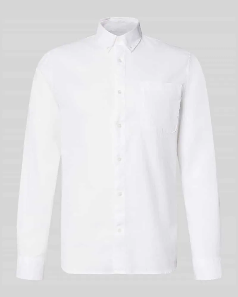 Matinique Regular Fit Freizeithemd mit Leinen-Anteil Weiss