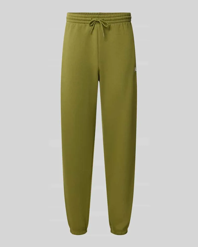 New Balance Regular Fit Sweatpants aus Baumwoll-Mix mit Label-Stitching Gruen