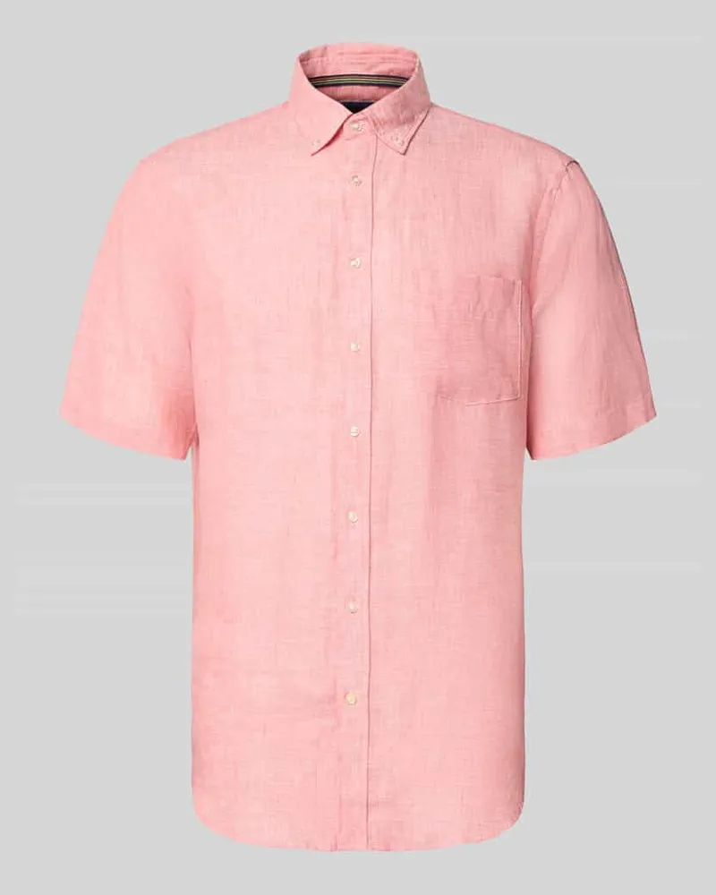 Christian Berg Regular Fit Freizeithemd aus Leinen Lachs