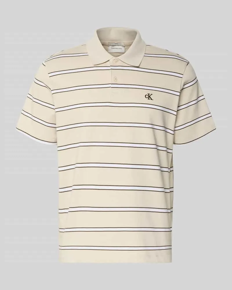 Calvin Klein Regular Fit Poloshirt mit Logo-Stitching Beige