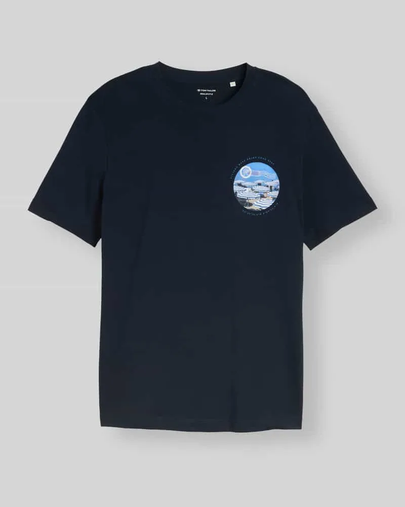 Tom Tailor Regular Fit T-Shirt aus reiner Baumwolle Marine