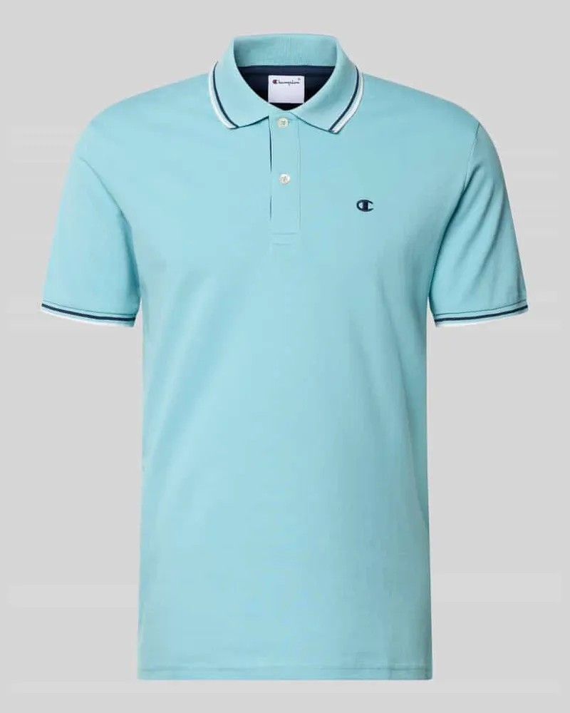 Champion Slim Fit Poloshirt mit Label-Stitching Hellblau