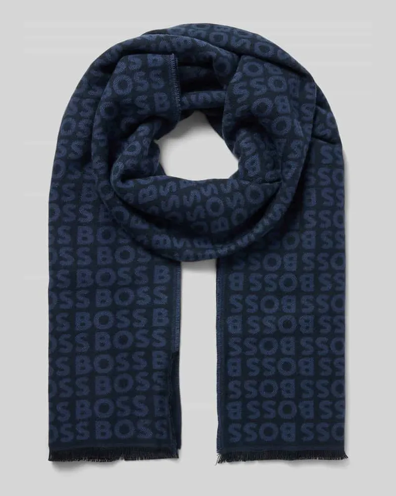 HUGO BOSS Schal mit eingewebter Logo-Struktur Marine