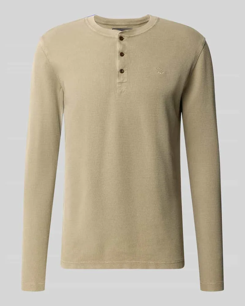 Superdry. Longsleeve mit Strukturmuster und Knopfleiste Khaki