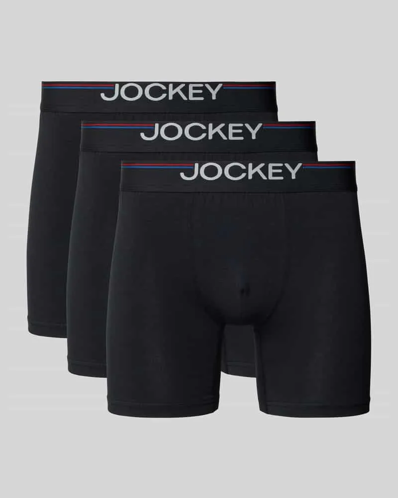 Jockey Slim Fit Trunks mit Logo-Stitching im 3er-Pack Black