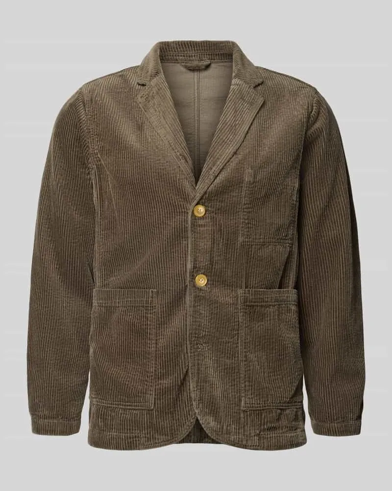 Lindbergh Regular Fit Sakko aus Cord mit Reverskragen Khaki