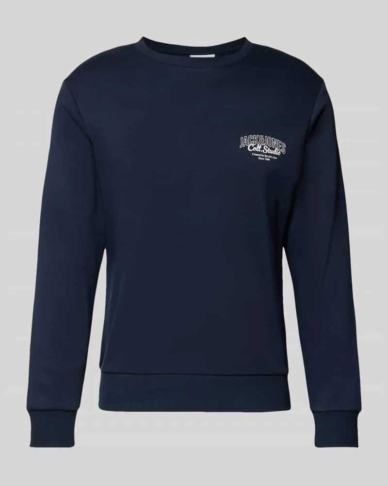 Jack & Jones Sweatshirt mit Label-Print Modell 'MAKOTO Marine