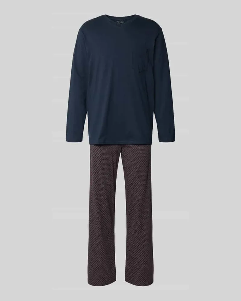 Schiesser Relaxed Fit Pyjama mit Brusttasche Modell 'Comfort Essentials Hazel