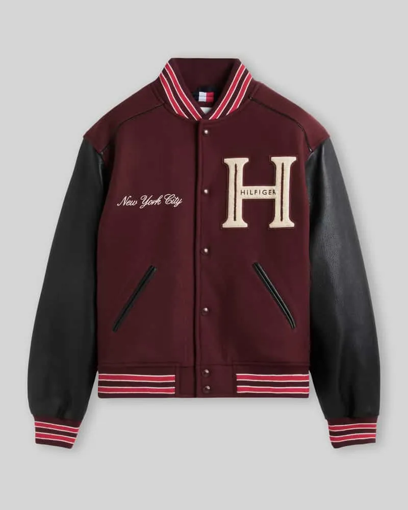 Tommy Hilfiger College-Jacke mit New York City Stickerei Bordeaux