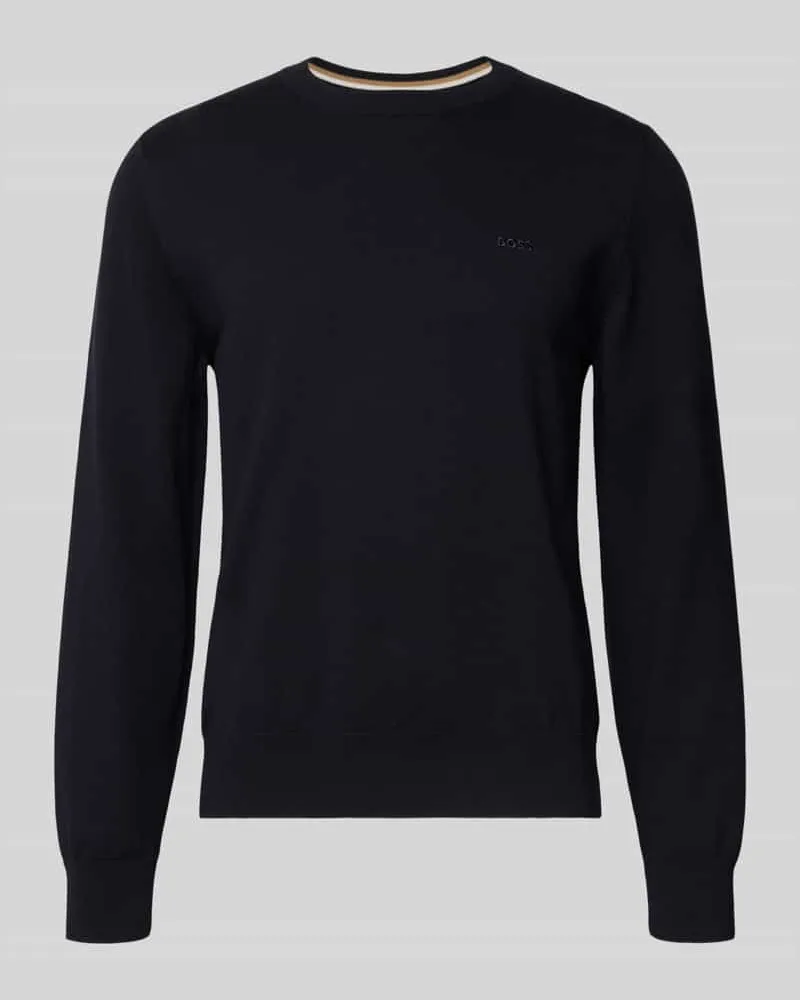 HUGO BOSS Regular Fit Strickpullover aus reiner Baumwolle Modell 'UPCAS Marine