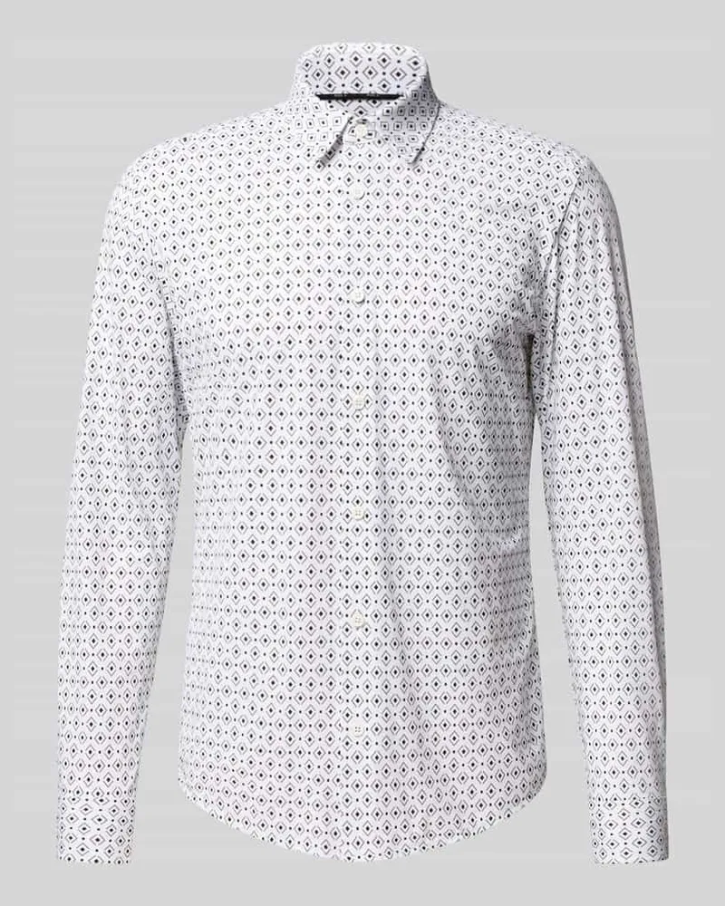 HUGO BOSS Slim Fit Business Hemd mit Allover-Muster Modell 'P-ROAN 
