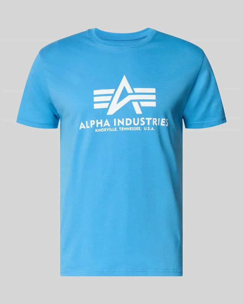 Alpha Industries T-Shirt mit Logo und Rundhalsausschnitt Hellblau