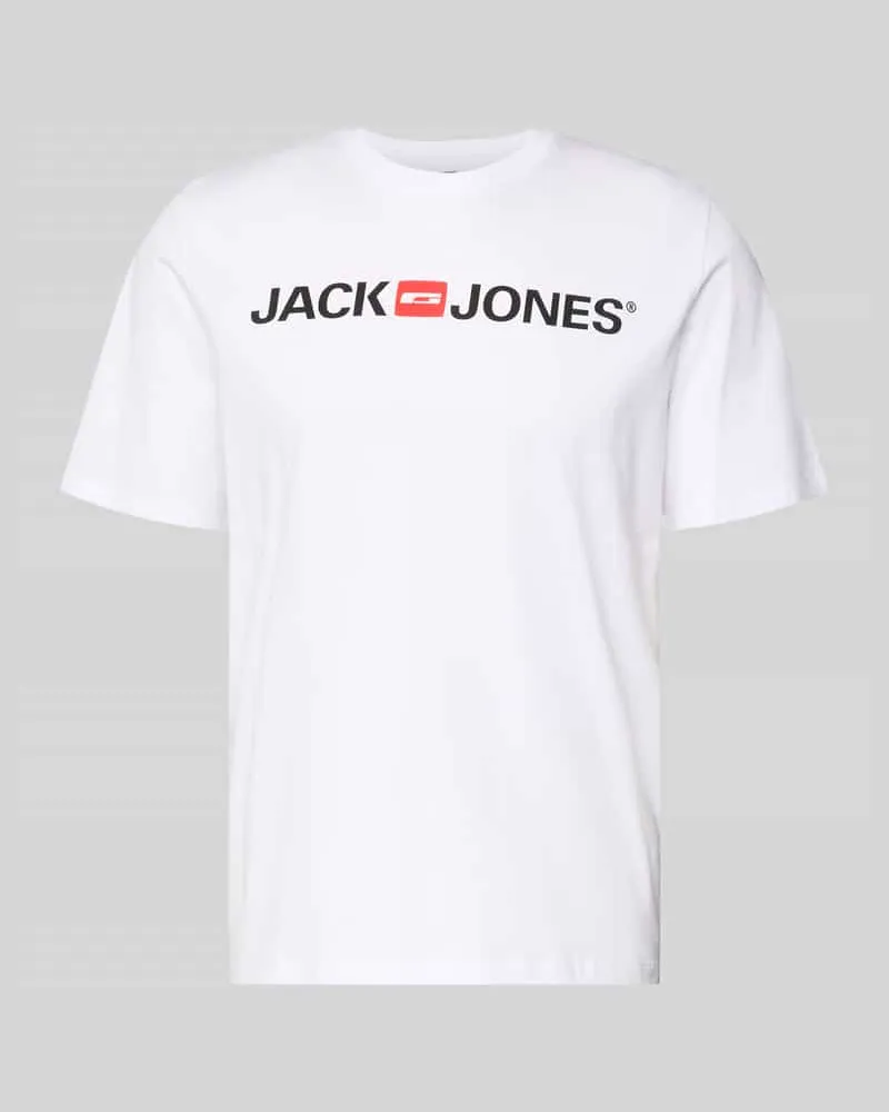 Jack & Jones T-Shirt mit Label-Print Modell 'CORP Weiss