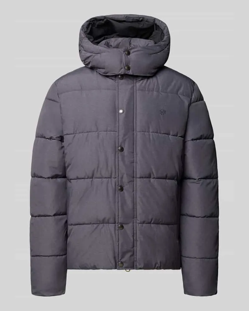Superdry. Steppjacke mit Kapuze und Reißverschluss Dunkelgrau