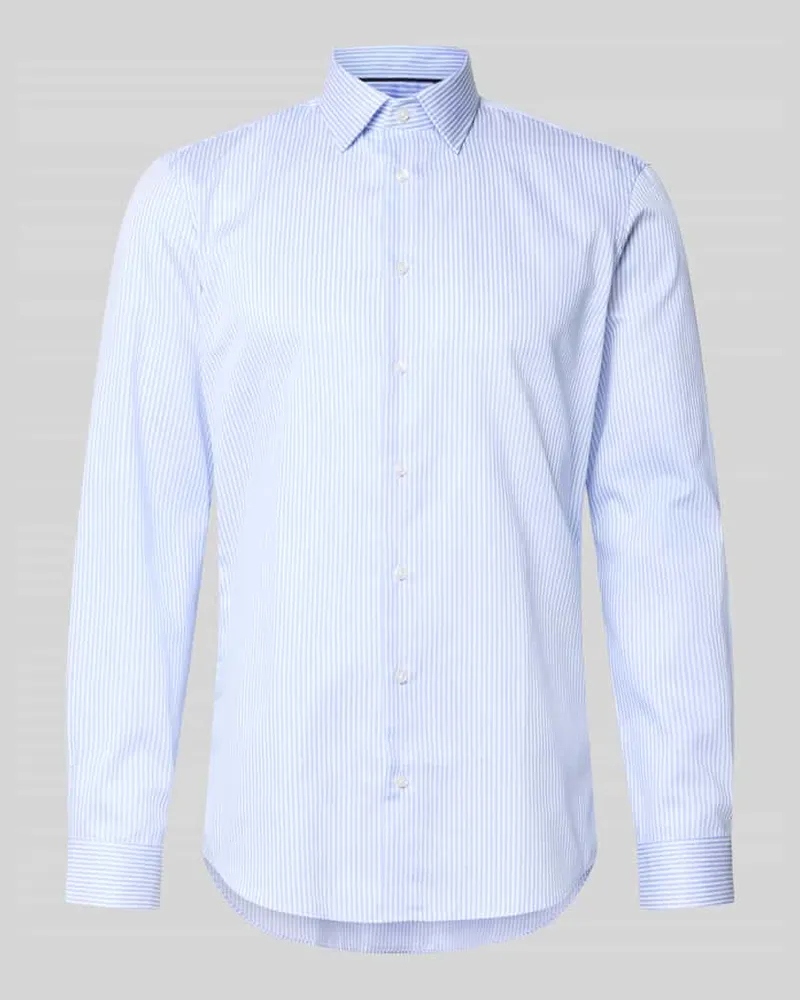 JAKE*S Slim Fit Business-Hemd mit Kentkragen Bleu
