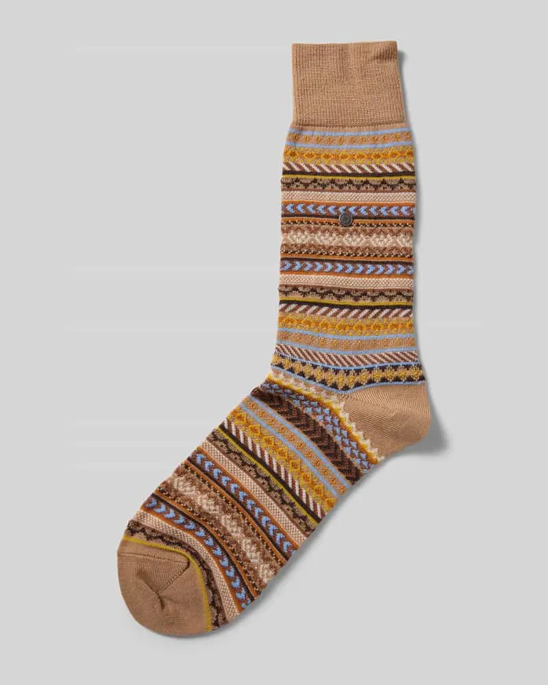 Burlington Socken mit geripptem Abschluss Sand