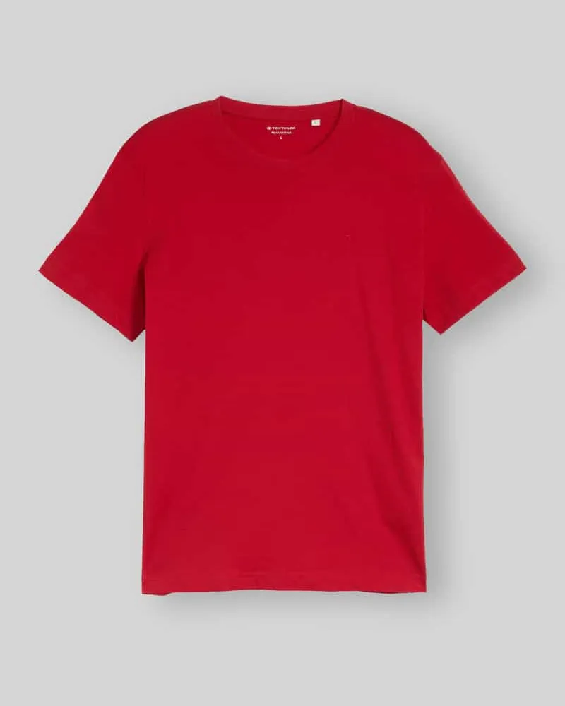 Tom Tailor Regular Fit T-Shirt aus reiner Baumwolle Rot