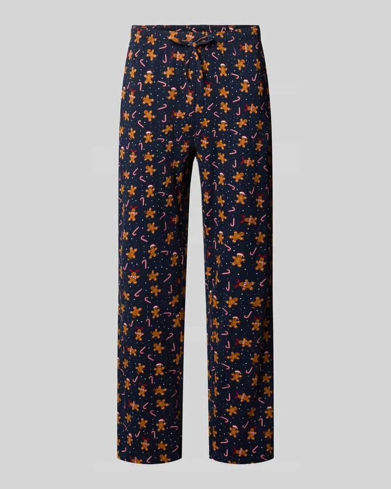 Christian Berg Regular Fit Pyjama-Hose im Allover-Look Mittelbraun