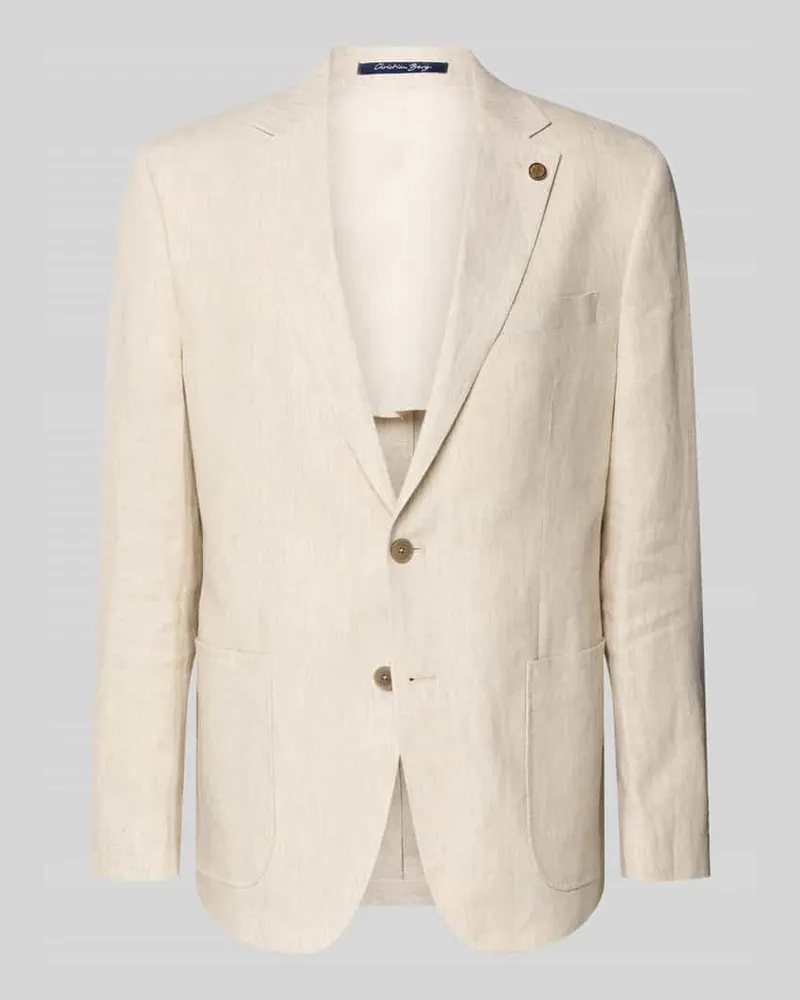 Christian Berg Regular Fit Sakko aus reinen Leinen mit Reverskragen Beige