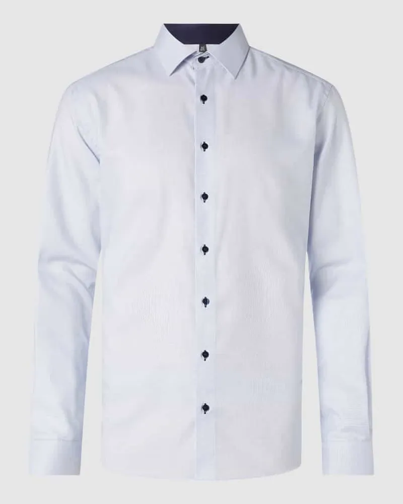 Eterna Regular Fit Businesshemd aus Uni Struktur Bleu