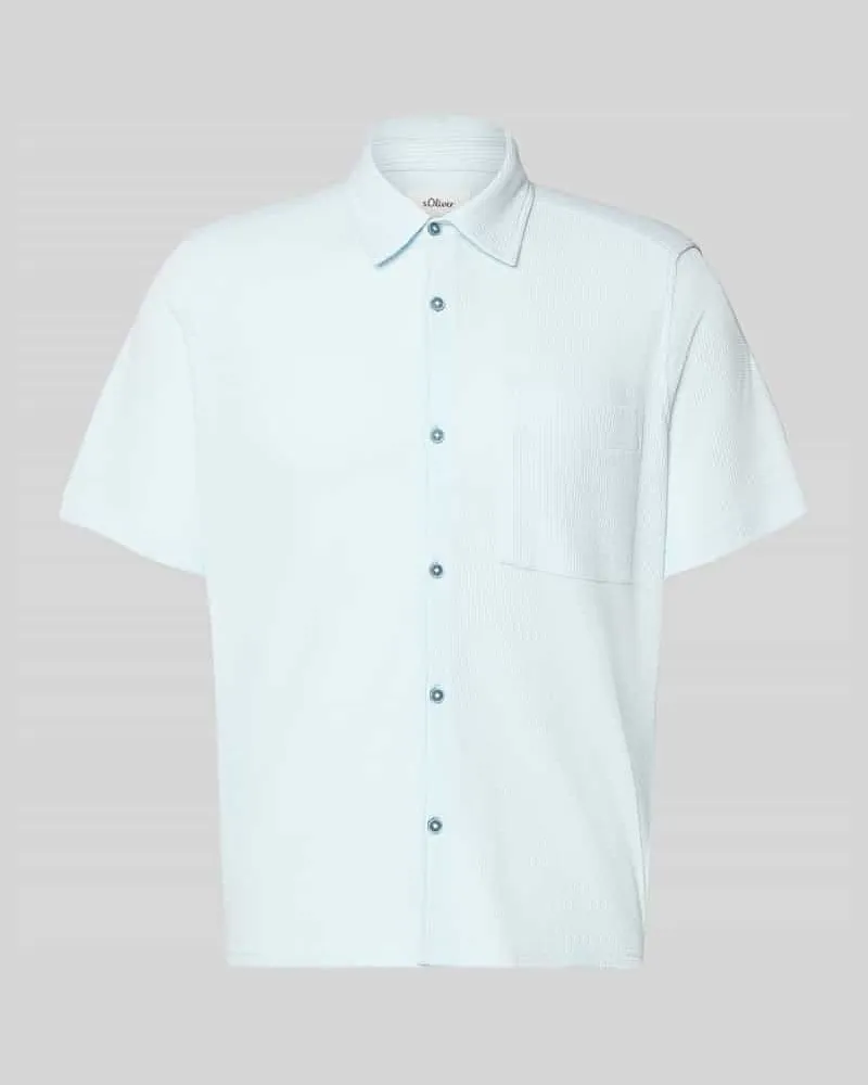 S.Oliver Regular Fit Freizeithemd aus Baumwoll-Mix Hellblau