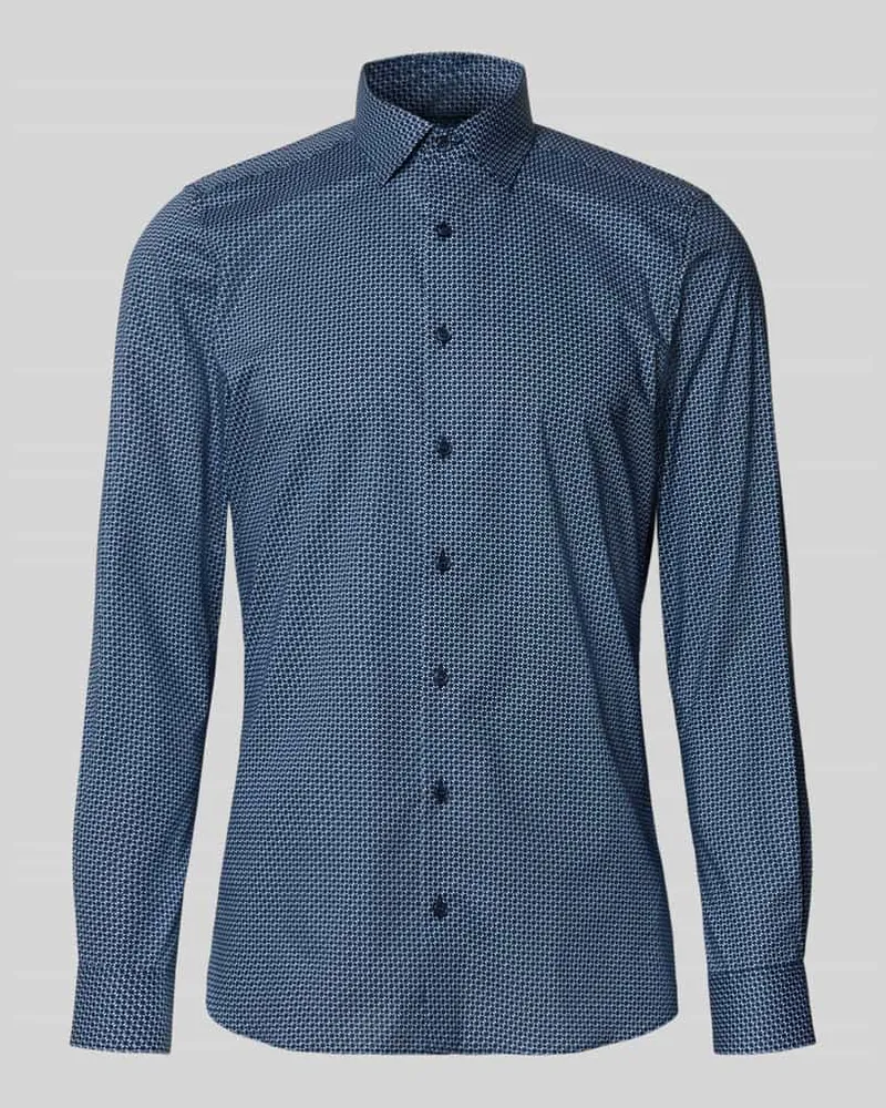 Olymp Slim Fit Business-Hemd mit Kentkragen Marine
