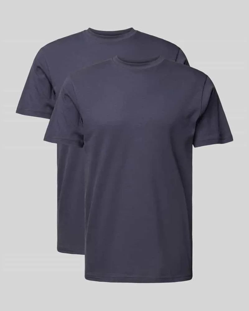 Ragman T-Shirt mit geripptem Rundhalsausschnitt 