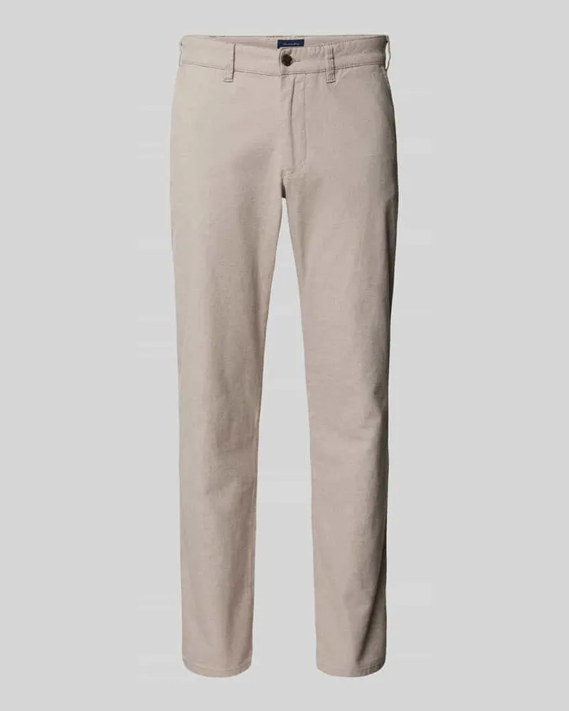 Christian Berg Regular Fit Chino mit Strukturmuster Hellbraun
