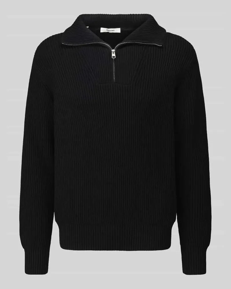 Selected Regular Fit Troyer aus reiner Baumwolle Modell 'DRY Black