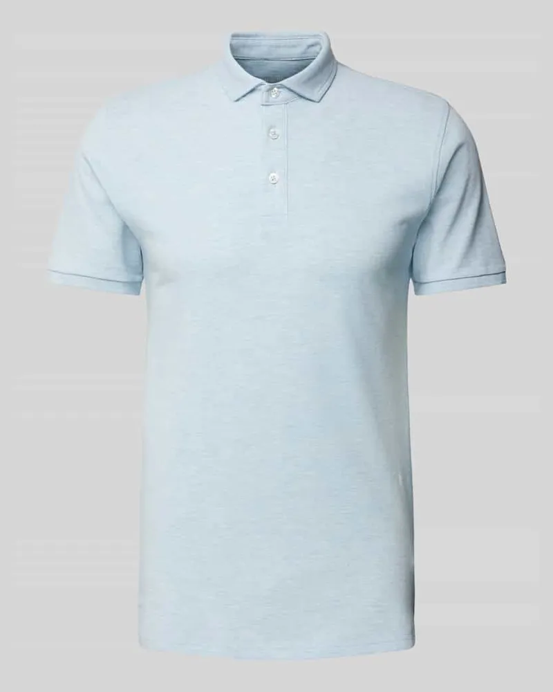 Bruun & Stengade Poloshirt mit kurzer Knopfleiste Modell 'MONIR Hellblau
