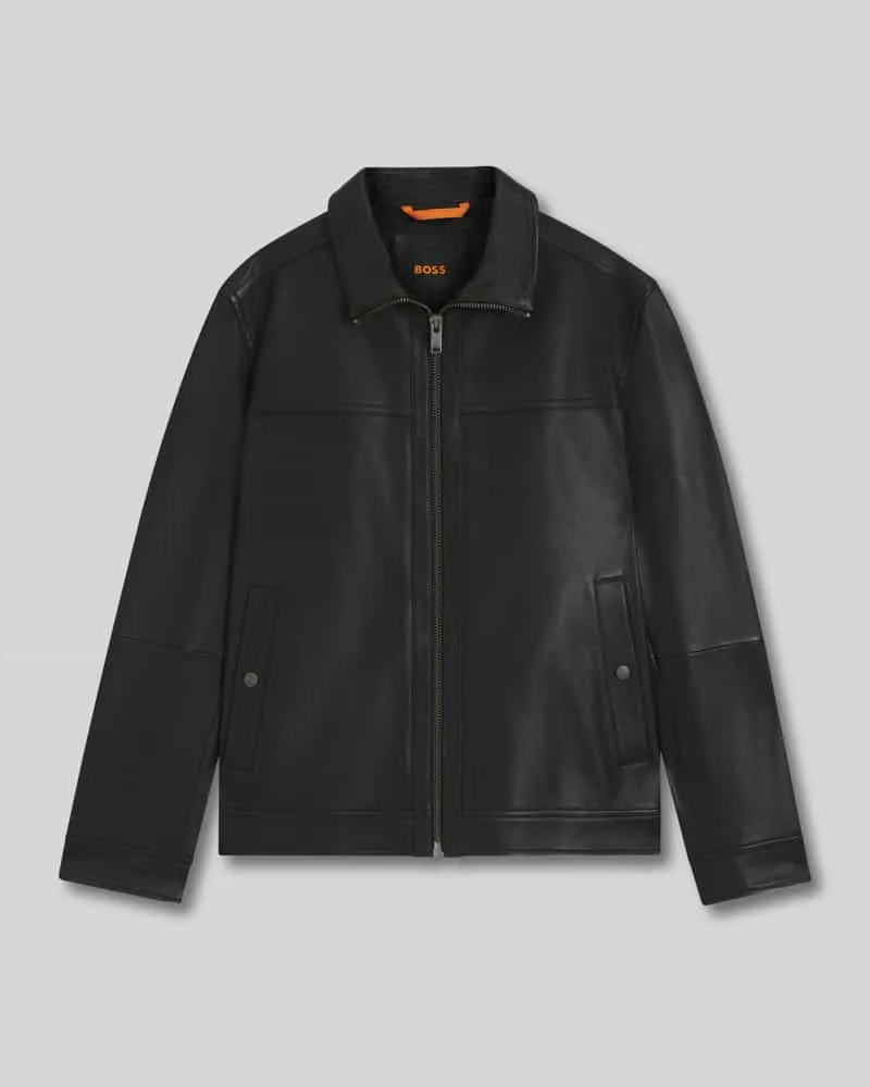 HUGO BOSS Regular Fit Lederjacke aus echtem Lammnappa Modell 'JOREST 