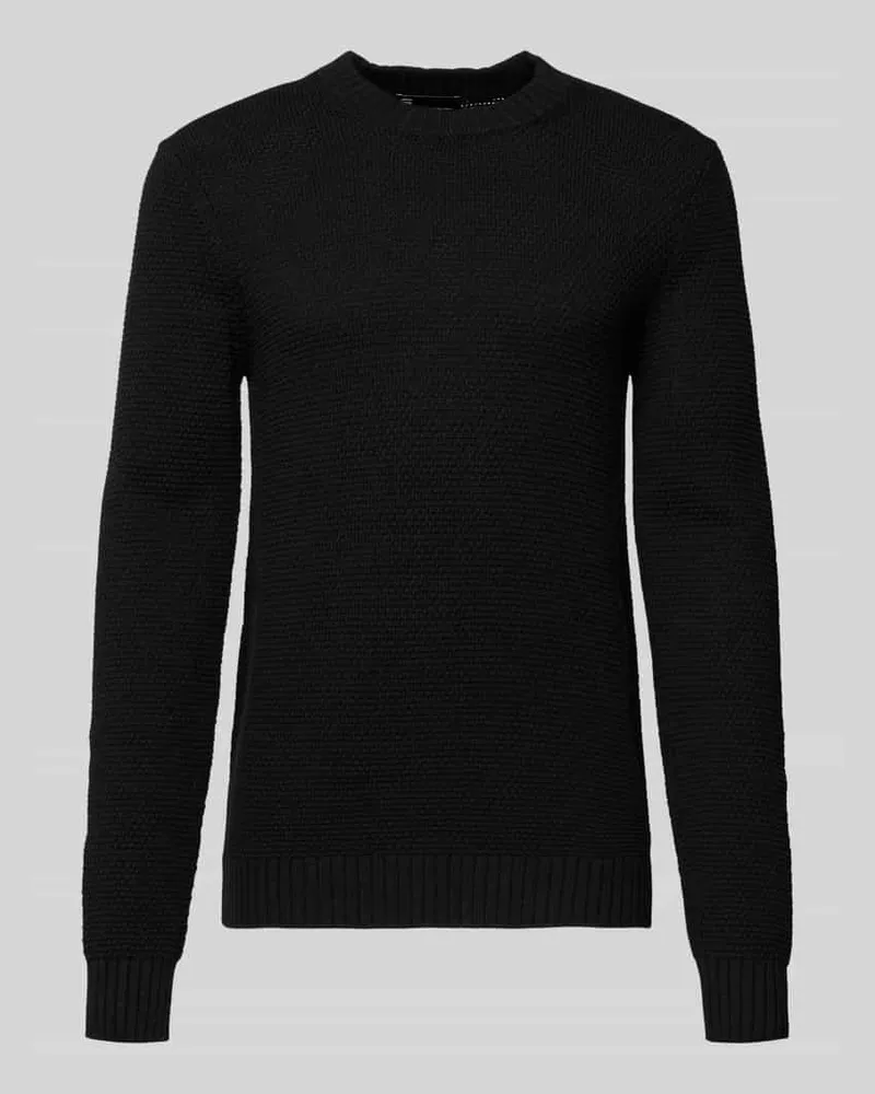 G-STAR RAW Strickpullover mit gerippten Abschlüssen Black