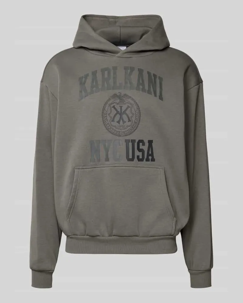 Karl Kani Hoodie mit Label-Print und Känguru-Tasche Anthrazit