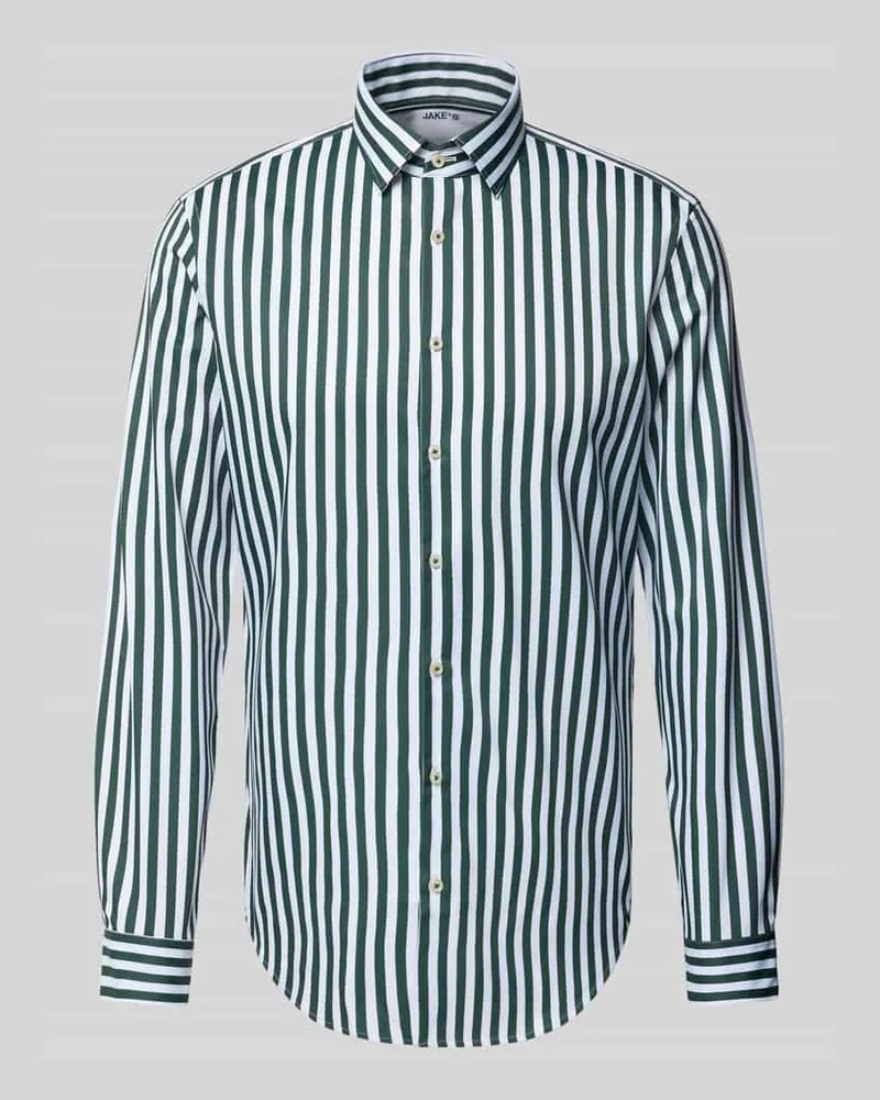 JAKE*S Slim Fit Business-Hemd mit Kentkragen Dunkelgruen