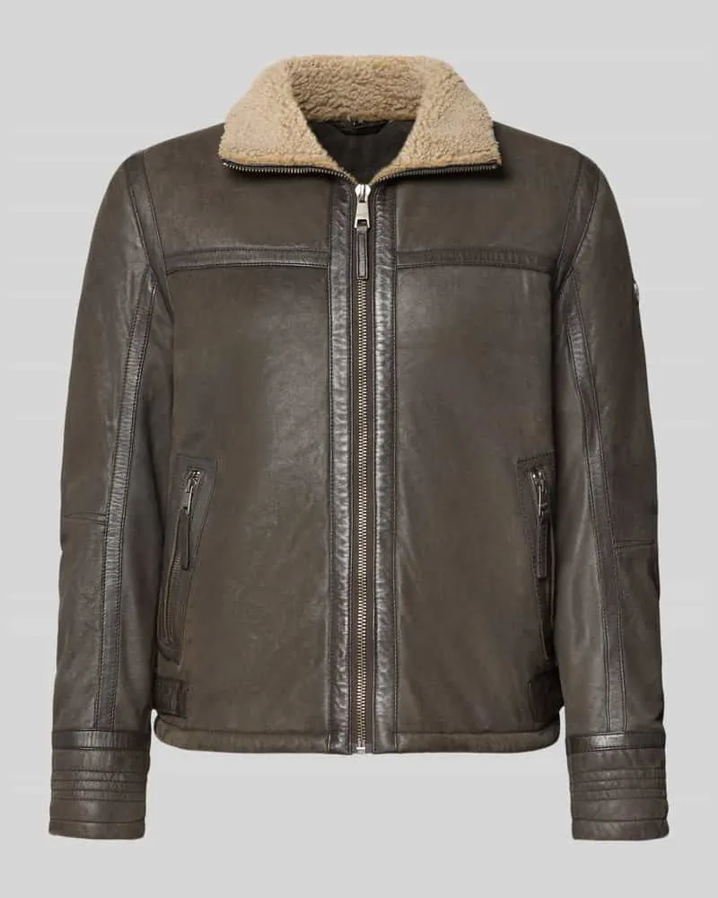 Mauritius Bikerjacke mit Reißverschlusstaschen Modell 'MARTICON Dunkelbraun