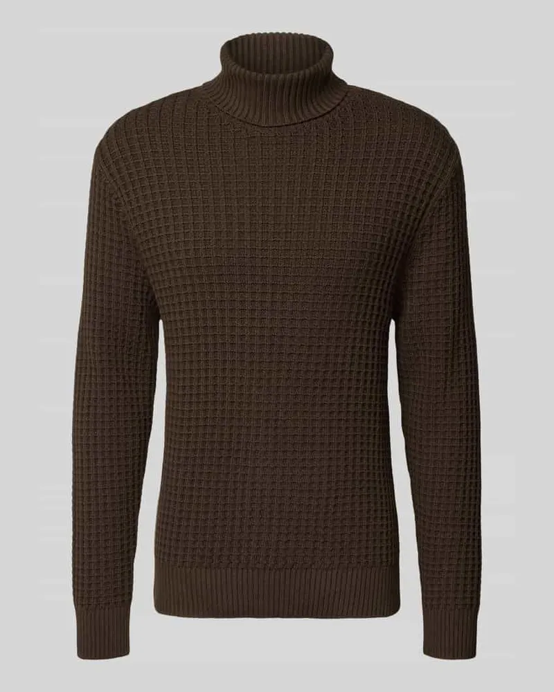 Selected Homme Regular Fit Rollkragenpullover in Waffel-Struktur Modell 'TOM Schoko