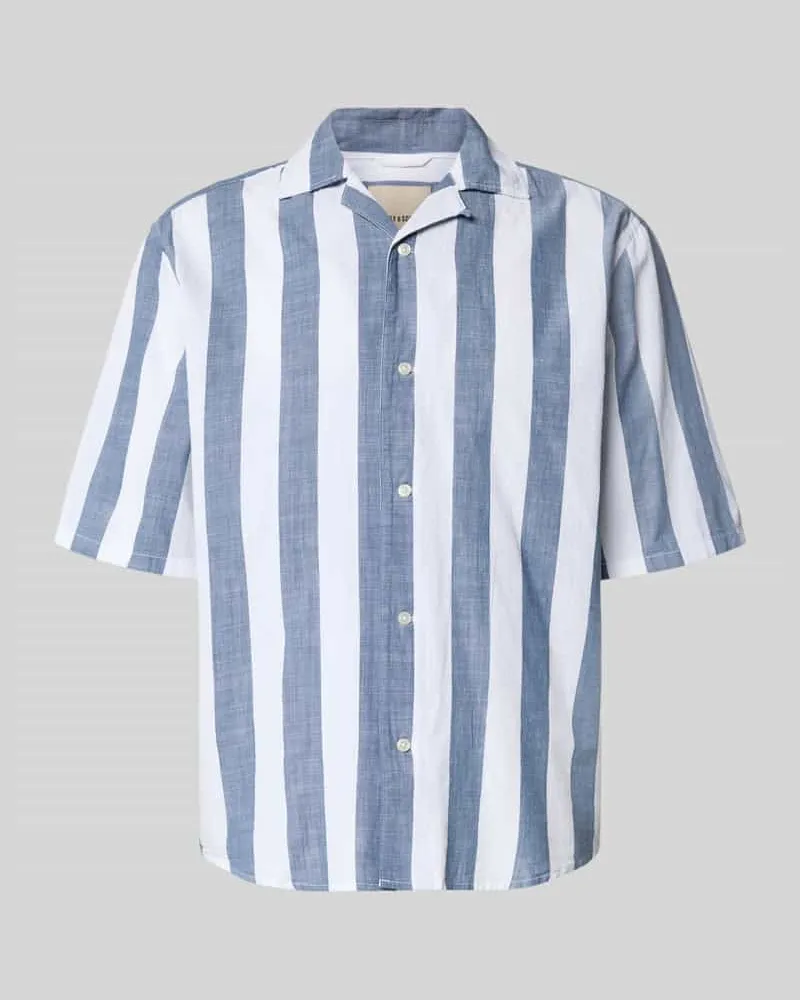 Only & Sons Relaxed Fit Freizeithemd aus reiner Baumwolle Modell 'TES Jeansblau