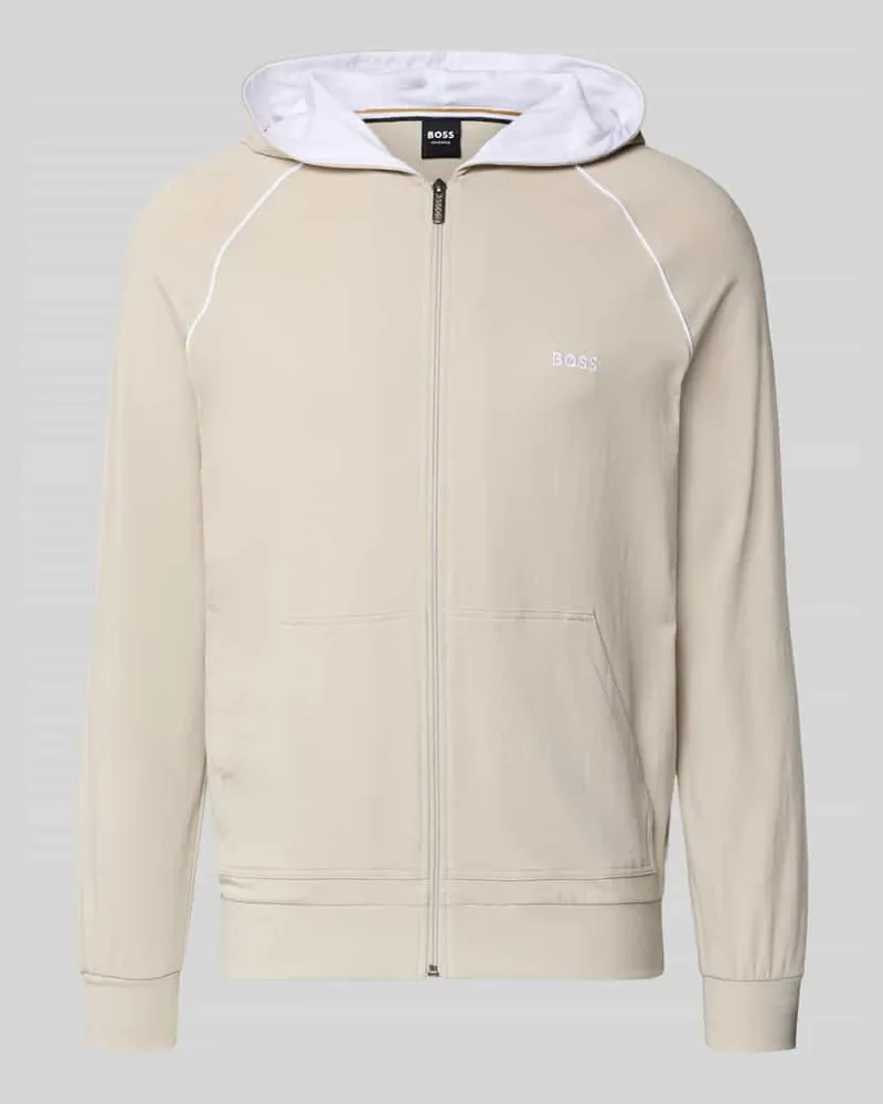 HUGO BOSS Regular Fit Sweatjacke aus Baumwoll-Mix Mittelgrau