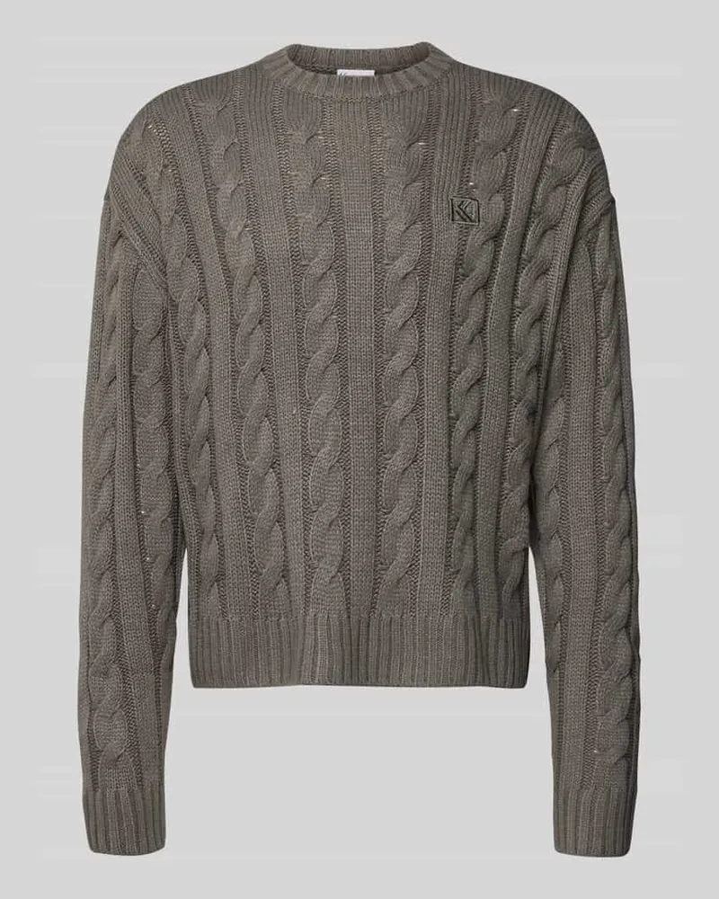 Karl Kani Strickpullover mit gerippten Abschlüssen Dunkelgrau