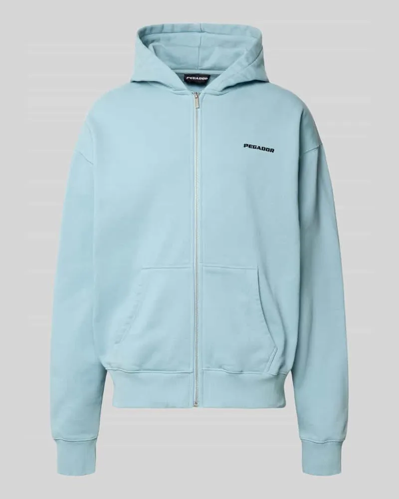 PEGADOR Oversized Sweatjacke mit Logo Hellblau