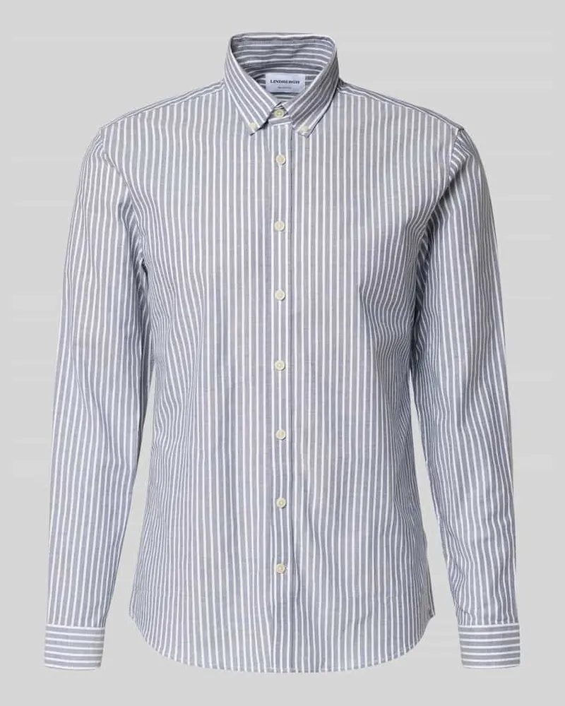 Lindbergh Relaxed Fit Freizeithemd mit Button-Down-Kragen Rauchblau