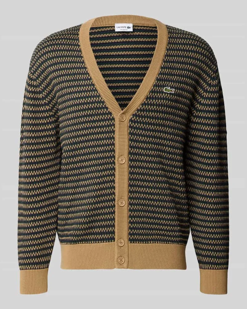 Lacoste Regular Fit Strickjacke aus Baumwoll-Mix Dunkelgruen